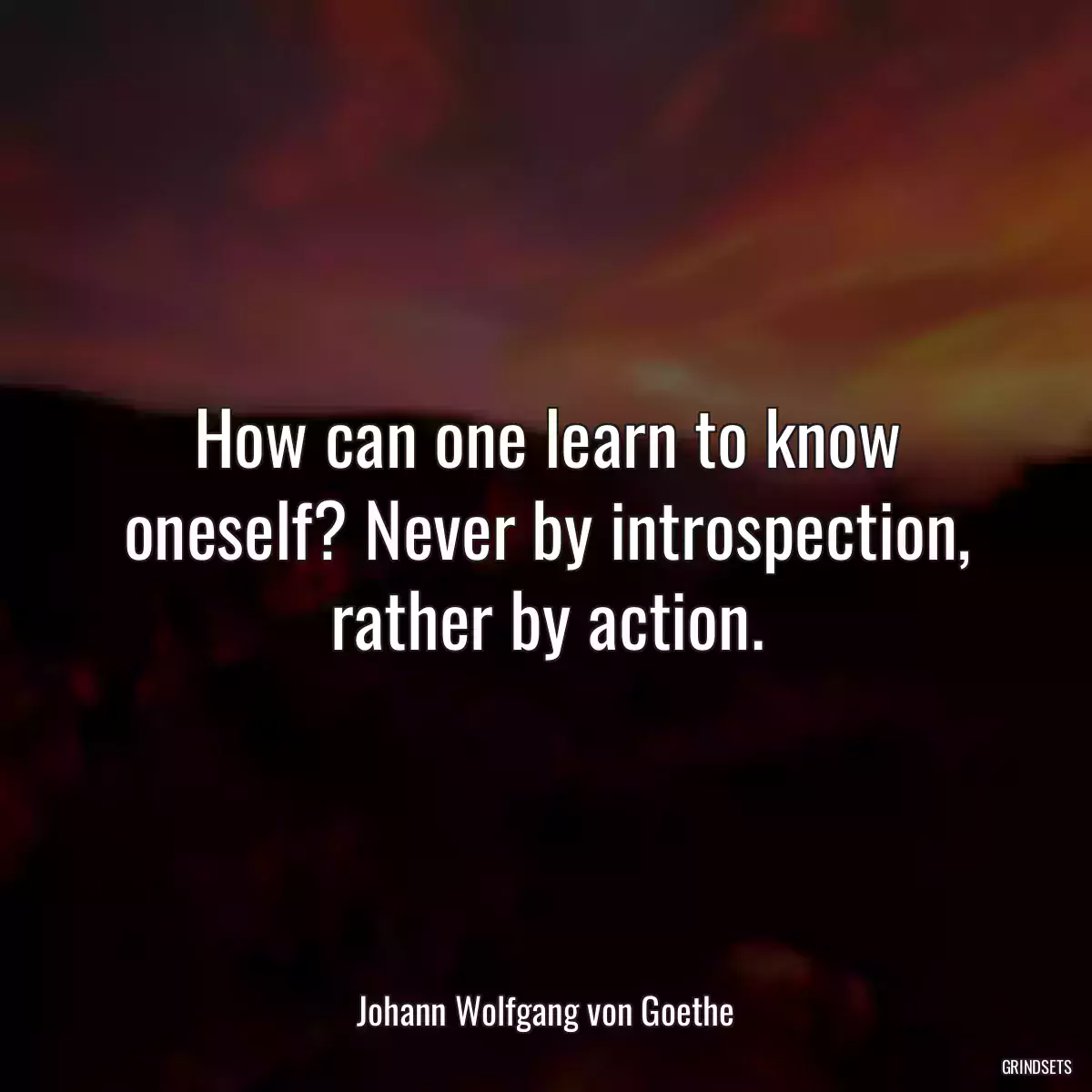 How can one learn to know oneself? Never by introspection, rather by action.