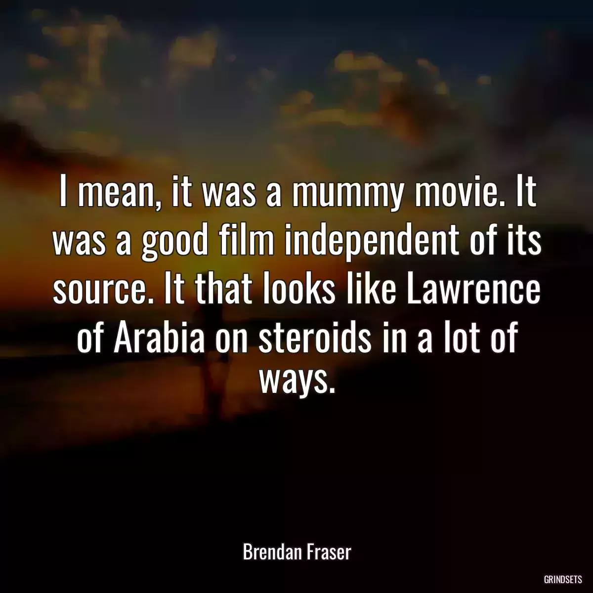 I mean, it was a mummy movie. It was a good film independent of its source. It that looks like Lawrence of Arabia on steroids in a lot of ways.