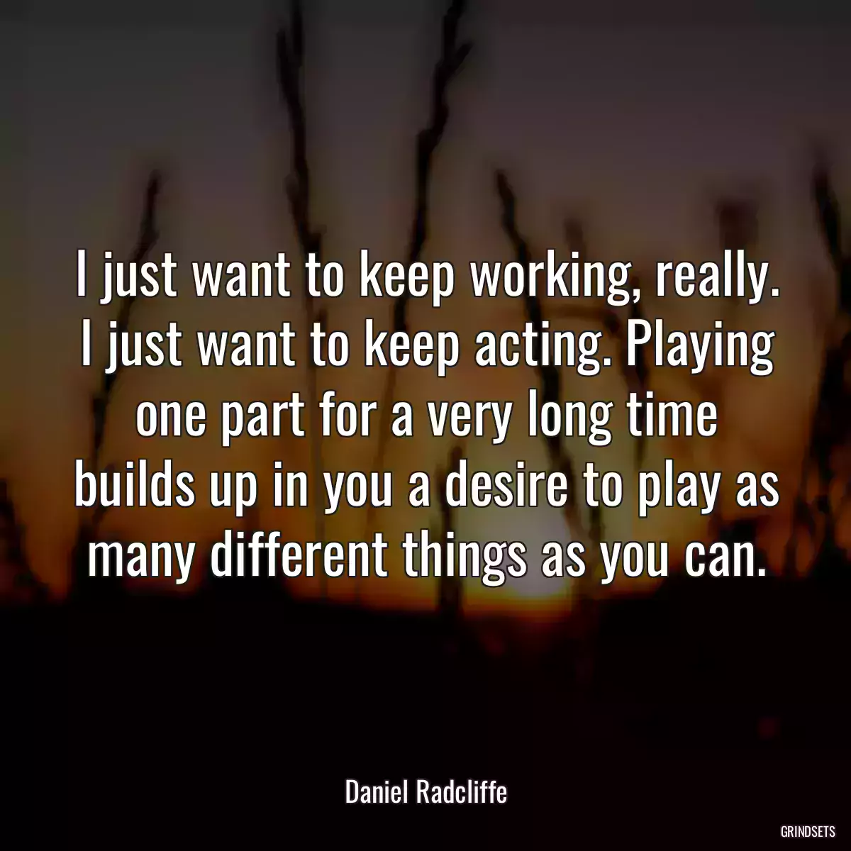 I just want to keep working, really. I just want to keep acting. Playing one part for a very long time builds up in you a desire to play as many different things as you can.