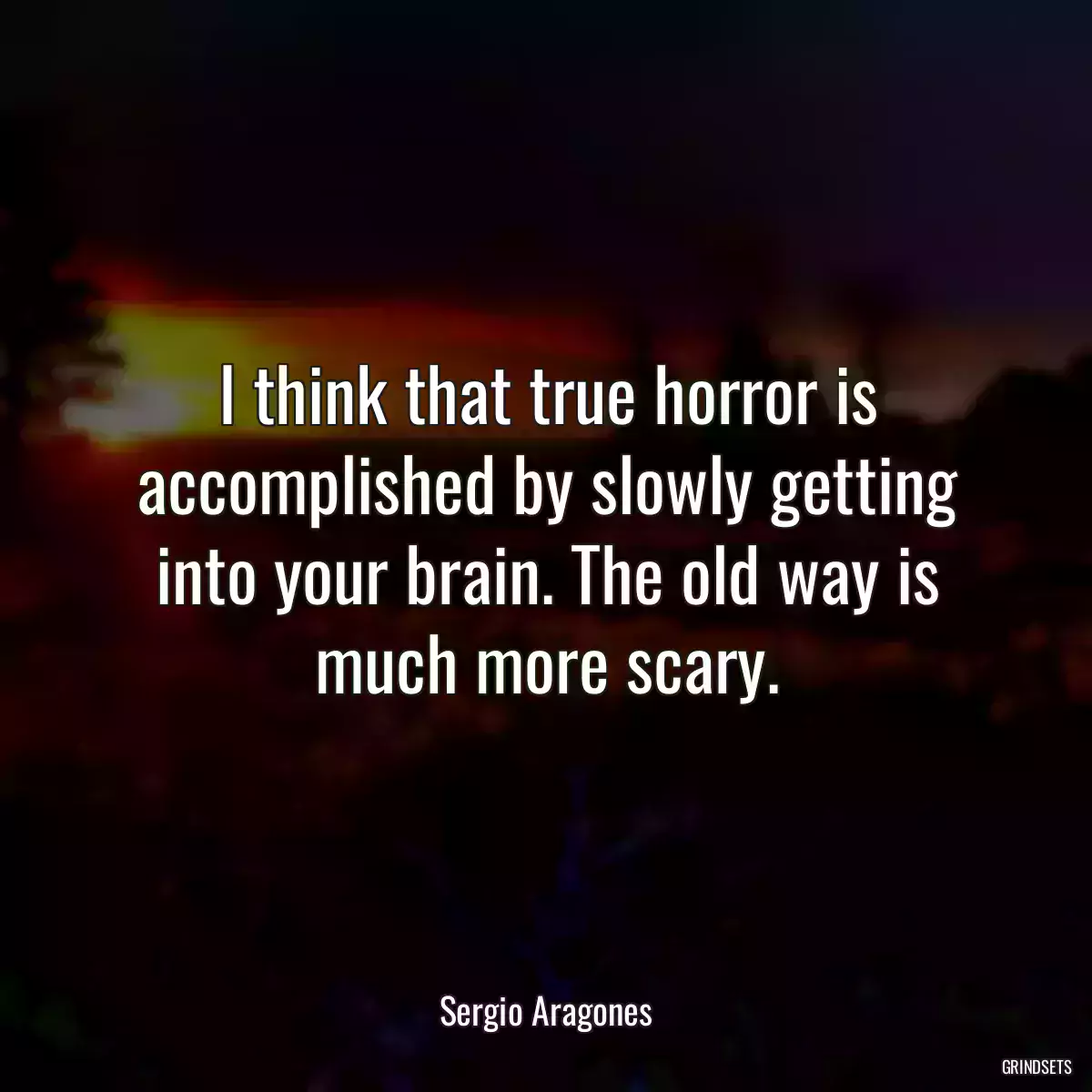 I think that true horror is accomplished by slowly getting into your brain. The old way is much more scary.