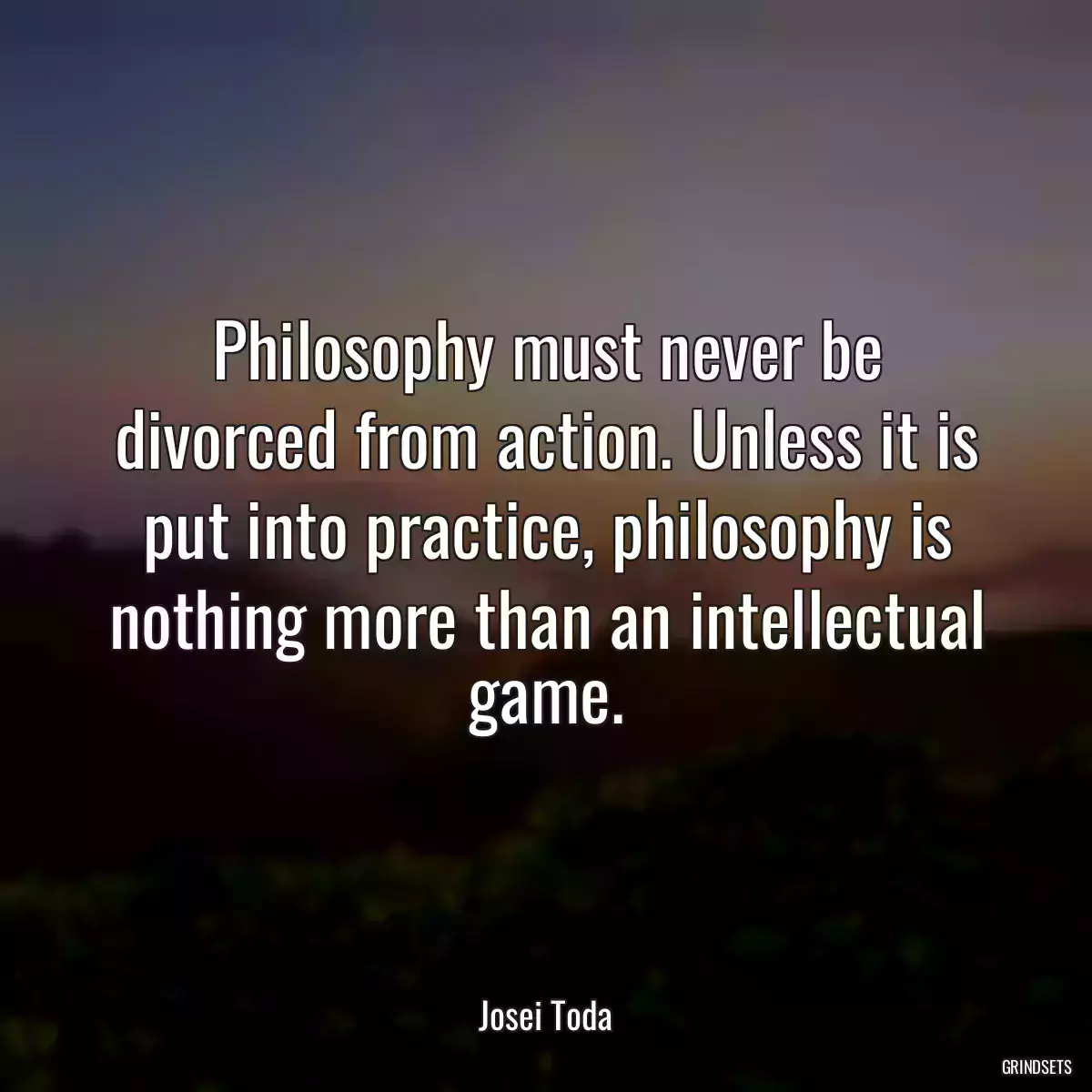 Philosophy must never be divorced from action. Unless it is put into practice, philosophy is nothing more than an intellectual game.