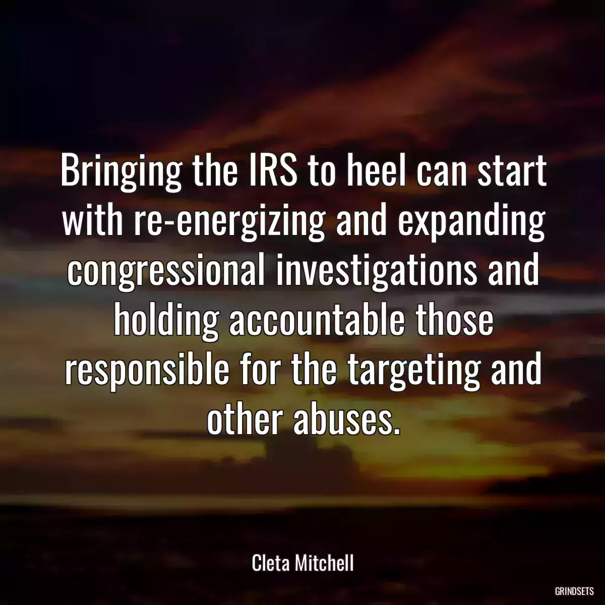 Bringing the IRS to heel can start with re-energizing and expanding congressional investigations and holding accountable those responsible for the targeting and other abuses.