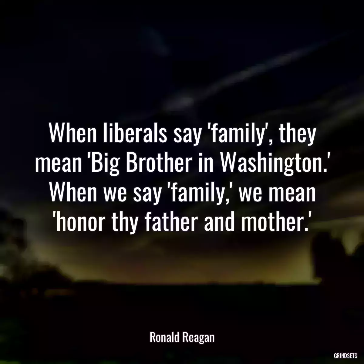 When liberals say \'family\', they mean \'Big Brother in Washington.\' When we say \'family,\' we mean \'honor thy father and mother.\'