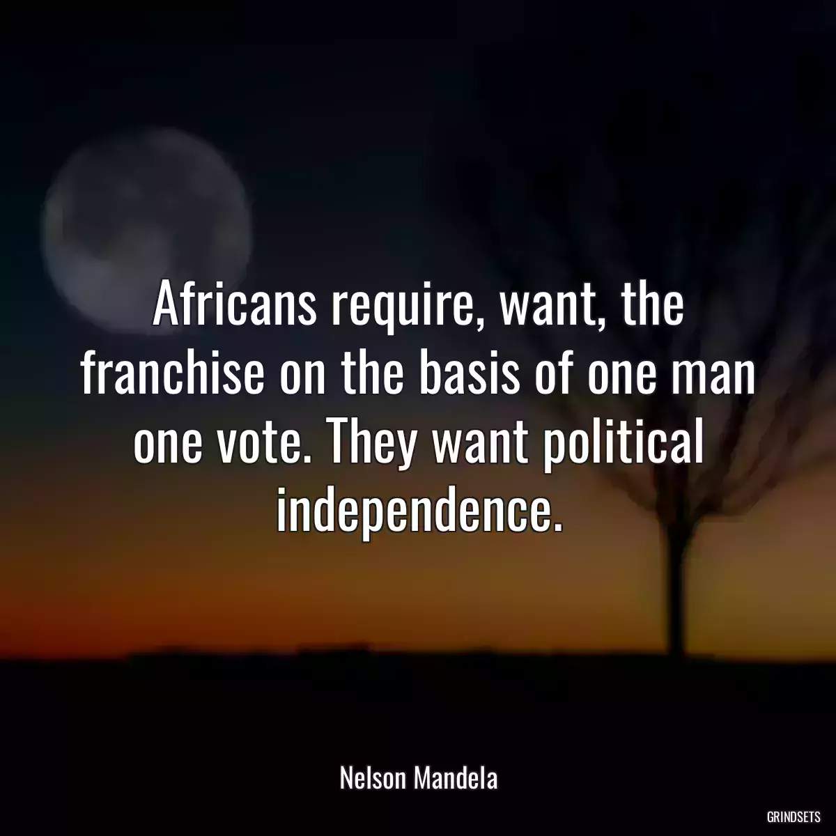 Africans require, want, the franchise on the basis of one man one vote. They want political independence.
