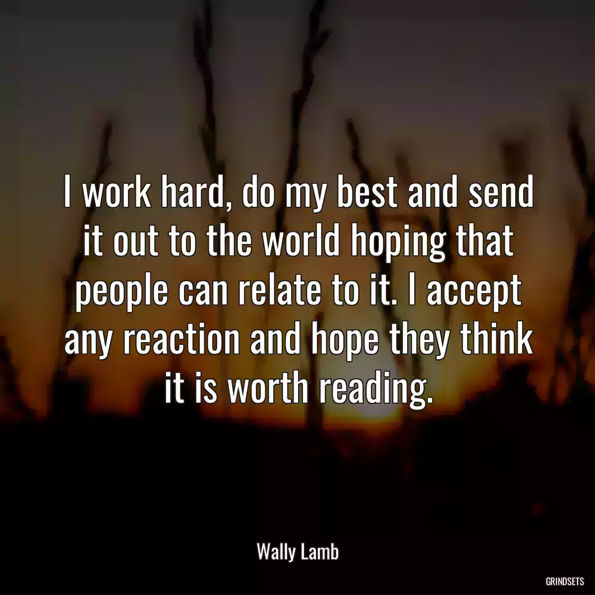 I work hard, do my best and send it out to the world hoping that people can relate to it. I accept any reaction and hope they think it is worth reading.