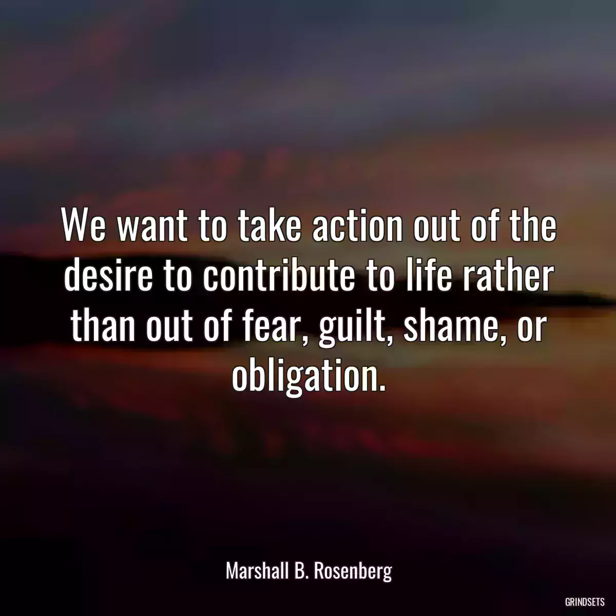 We want to take action out of the desire to contribute to life rather than out of fear, guilt, shame, or obligation.