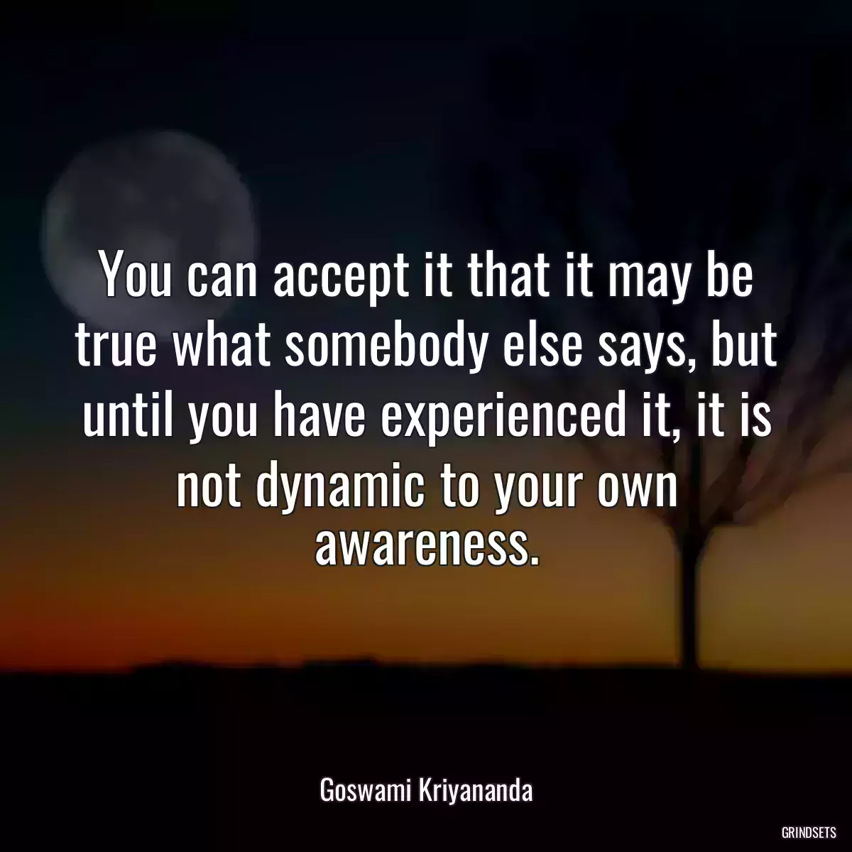 You can accept it that it may be true what somebody else says, but until you have experienced it, it is not dynamic to your own awareness.