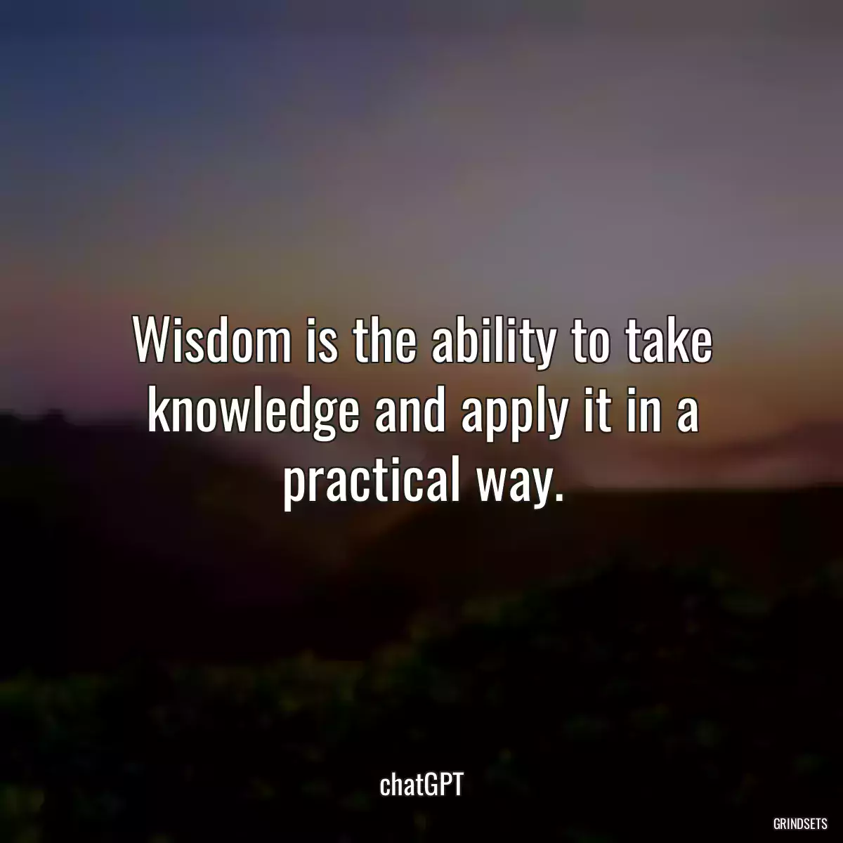 Wisdom is the ability to take knowledge and apply it in a practical way.