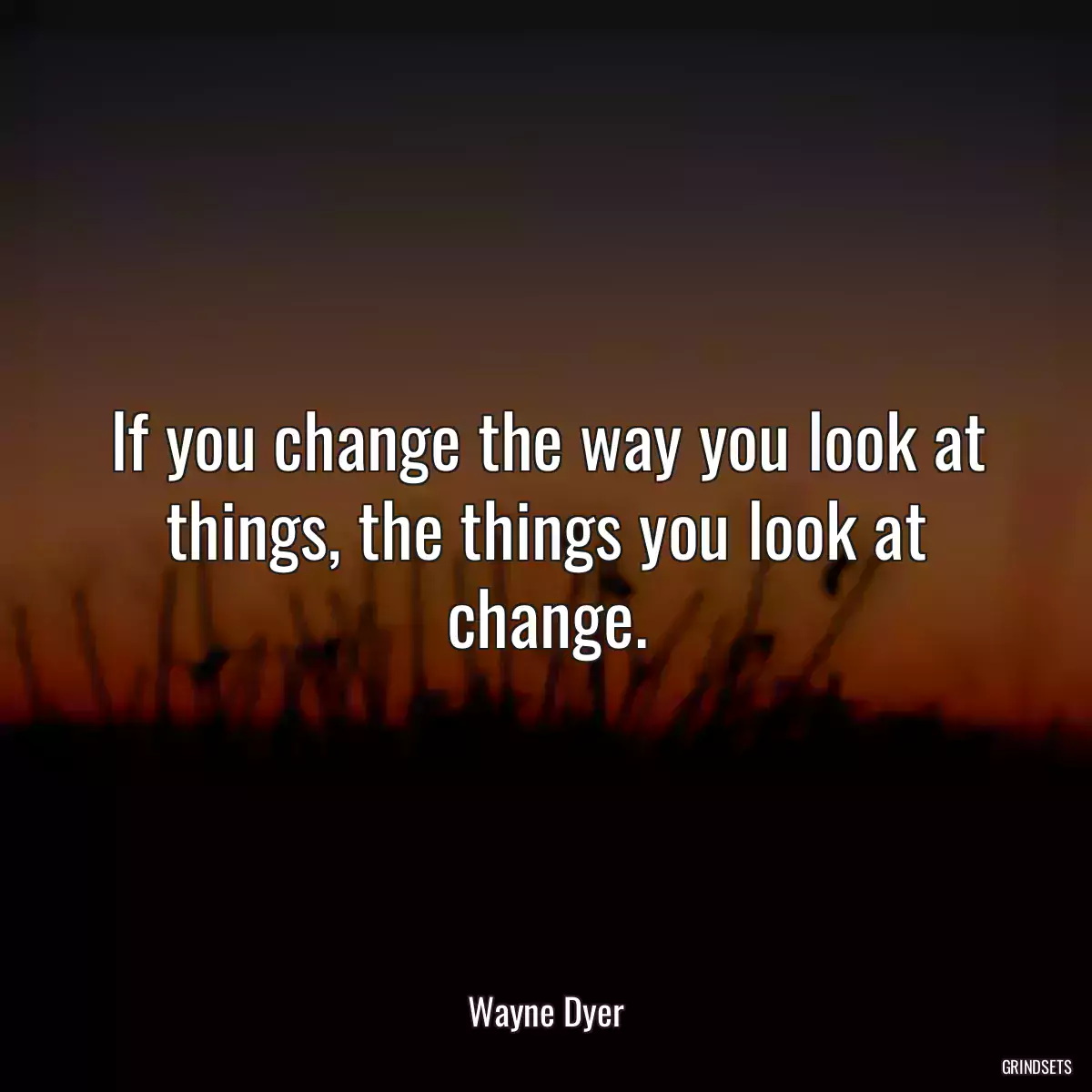 If you change the way you look at things, the things you look at change.