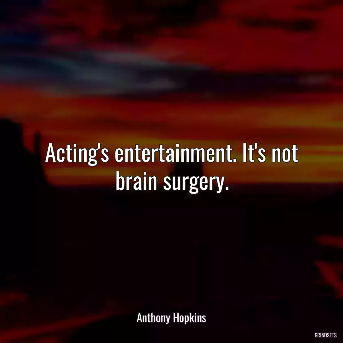 Acting\'s entertainment. It\'s not brain surgery.