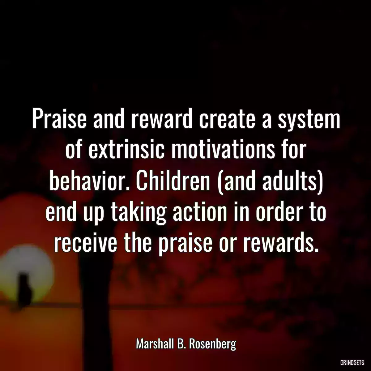 Praise and reward create a system of extrinsic motivations for behavior. Children (and adults) end up taking action in order to receive the praise or rewards.