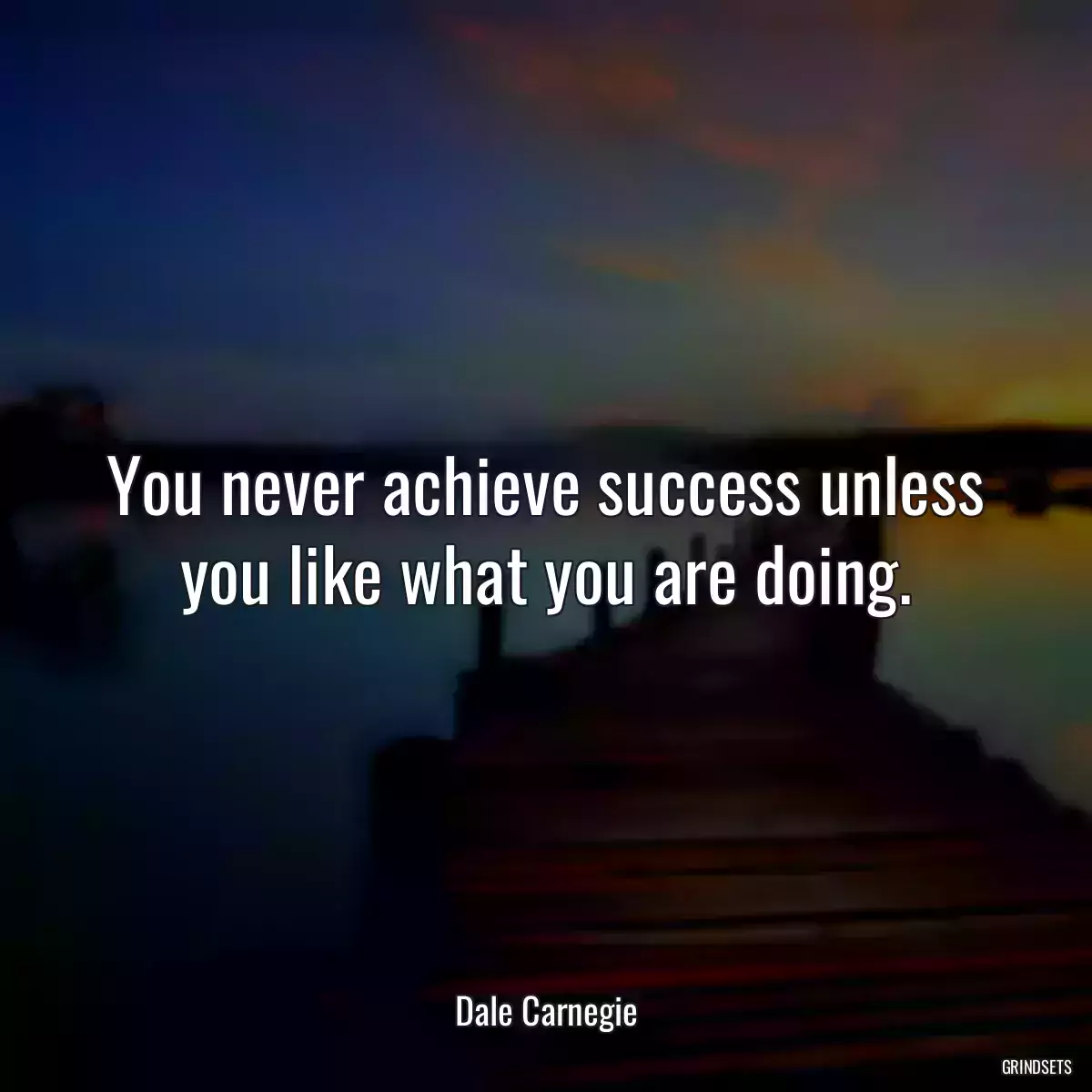 You never achieve success unless you like what you are doing.