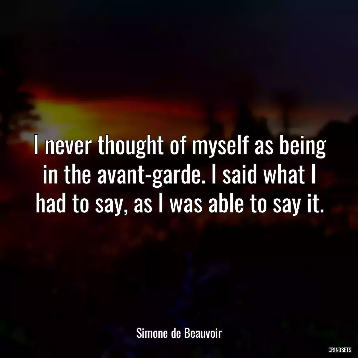 I never thought of myself as being in the avant-garde. I said what I had to say, as I was able to say it.