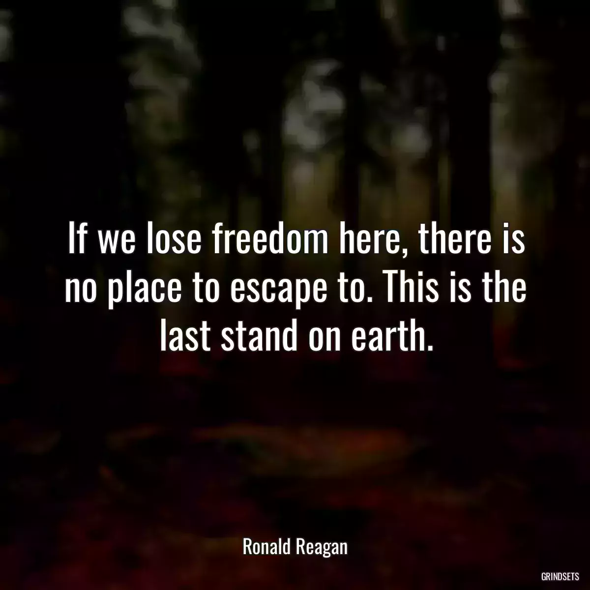 If we lose freedom here, there is no place to escape to. This is the last stand on earth.