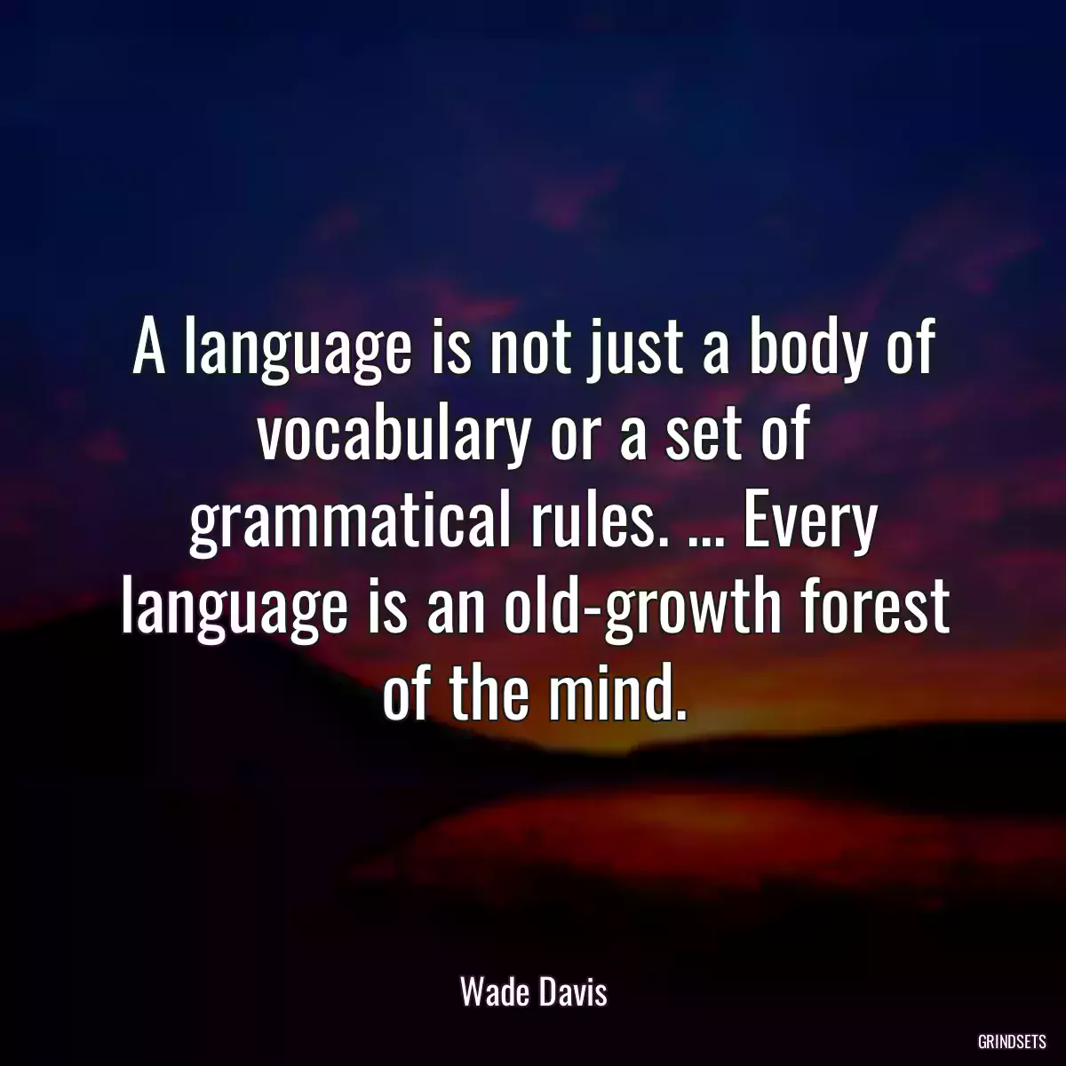 A language is not just a body of vocabulary or a set of grammatical rules. ... Every language is an old-growth forest of the mind.