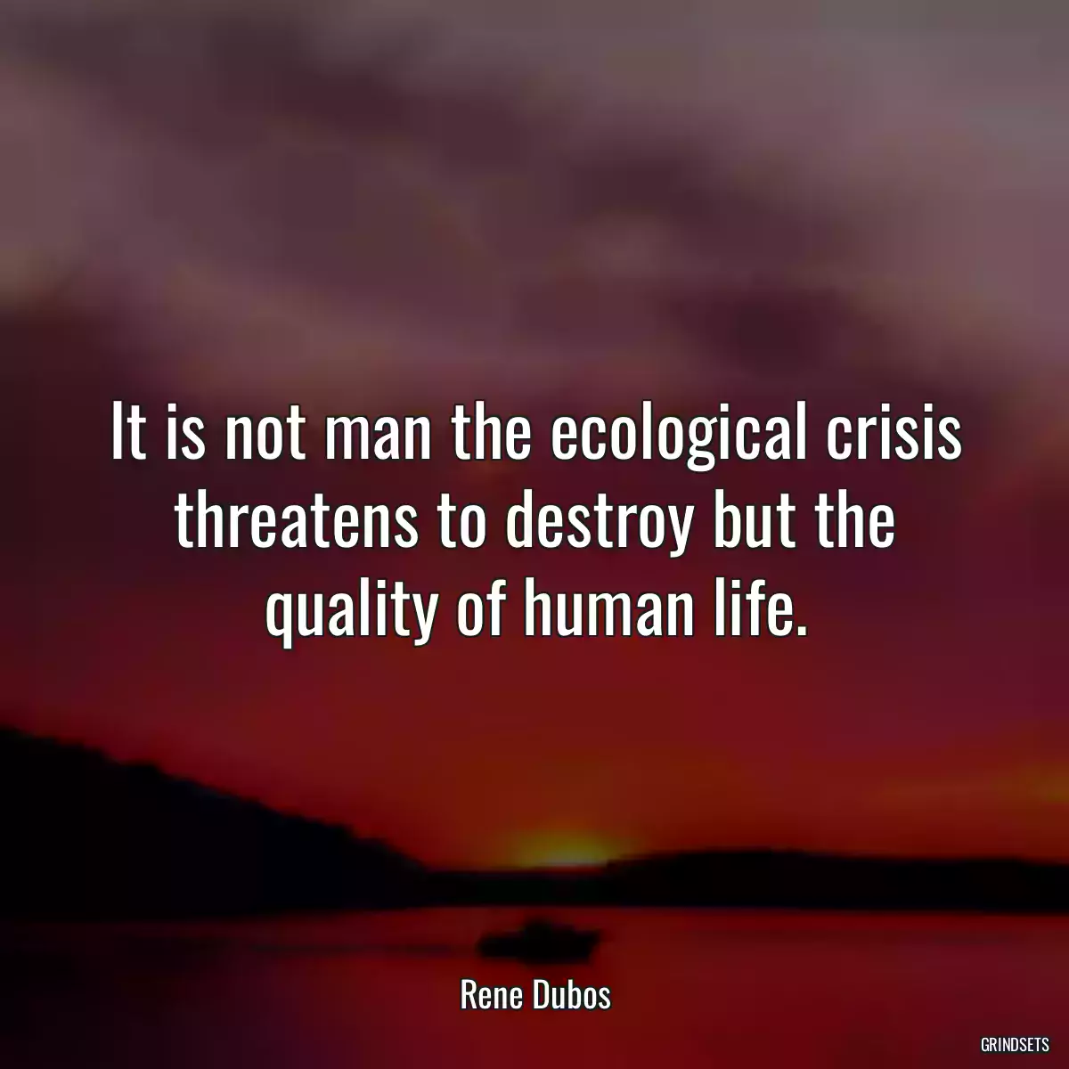 It is not man the ecological crisis threatens to destroy but the quality of human life.