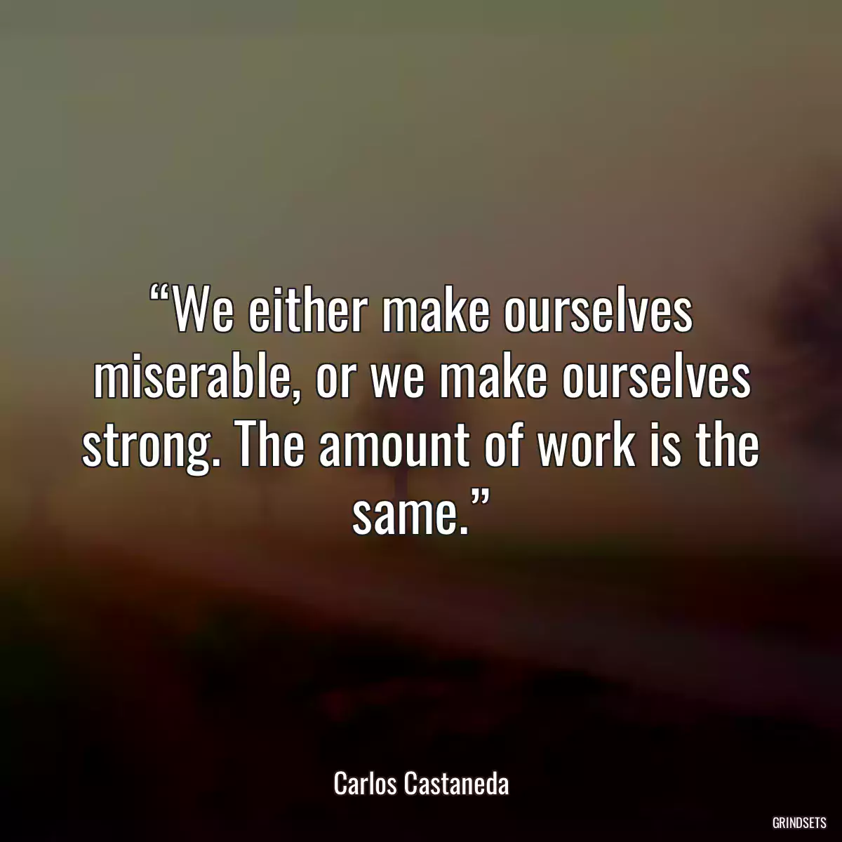 “We either make ourselves miserable, or we make ourselves strong. The amount of work is the same.”
