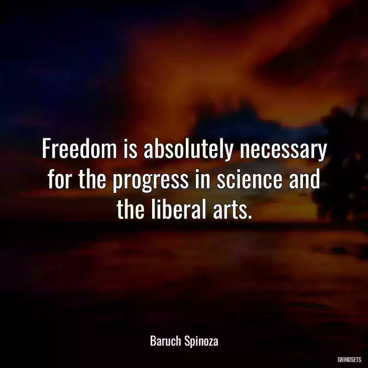 Freedom is absolutely necessary for the progress in science and the liberal arts.