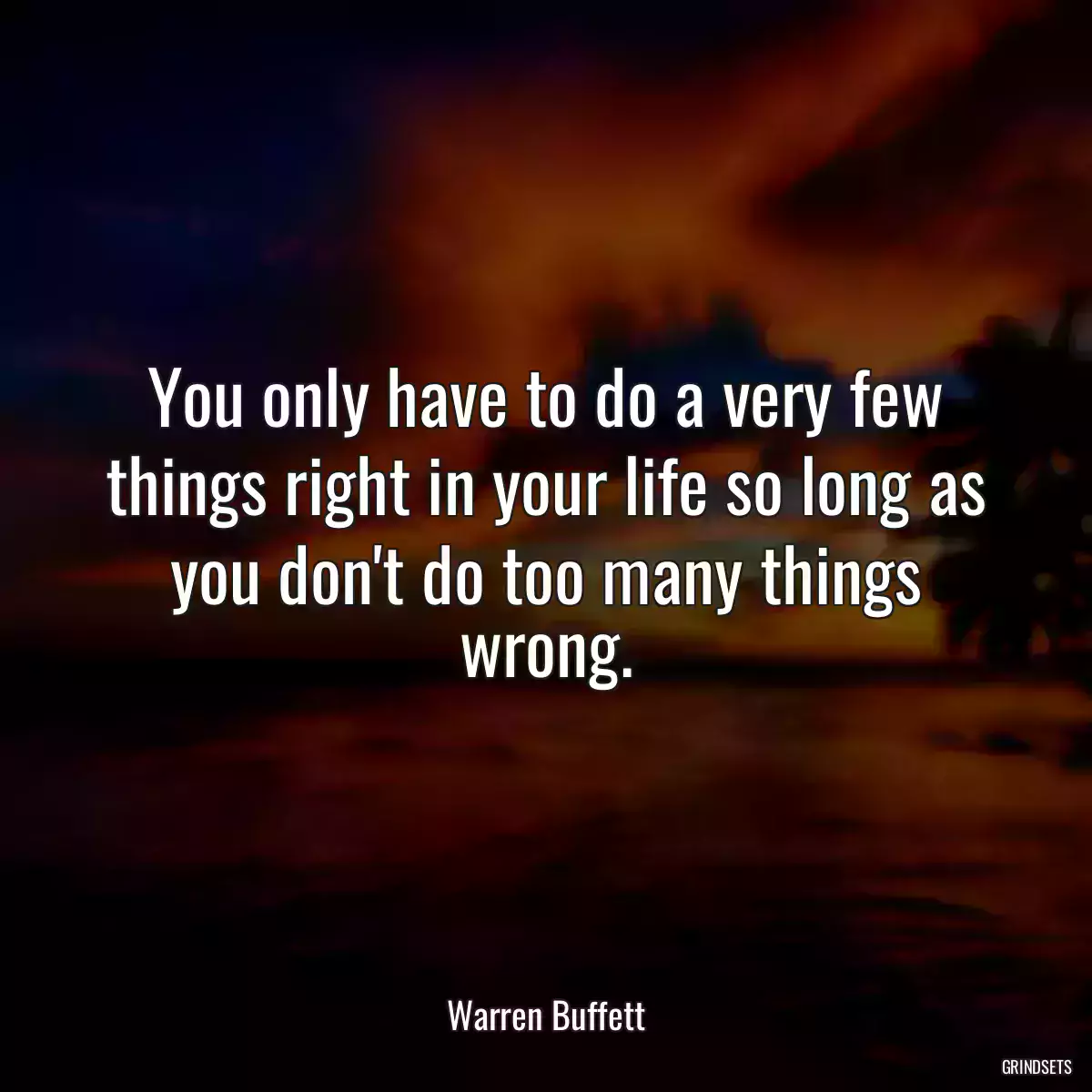 You only have to do a very few things right in your life so long as you don\'t do too many things wrong.