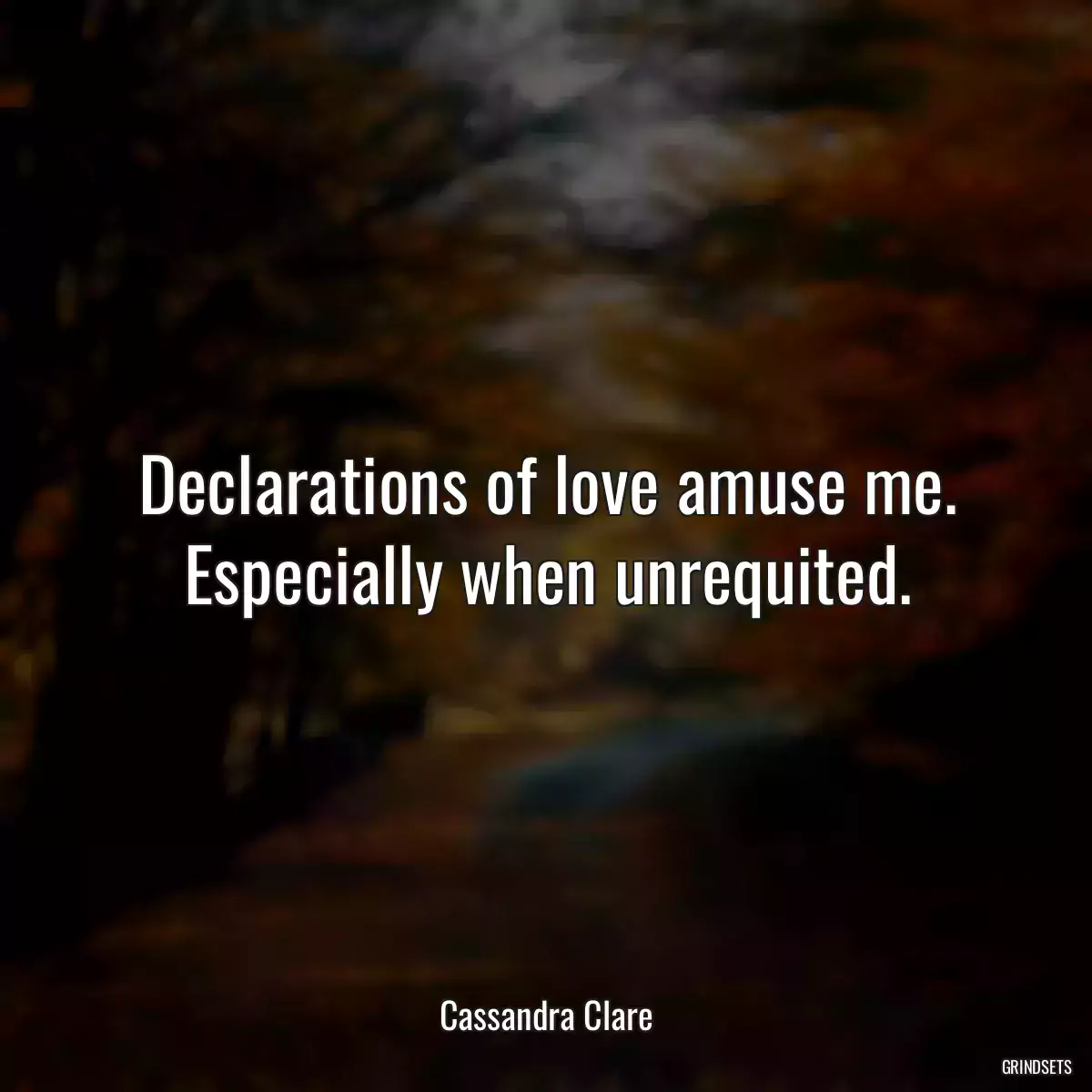 Declarations of love amuse me. Especially when unrequited.