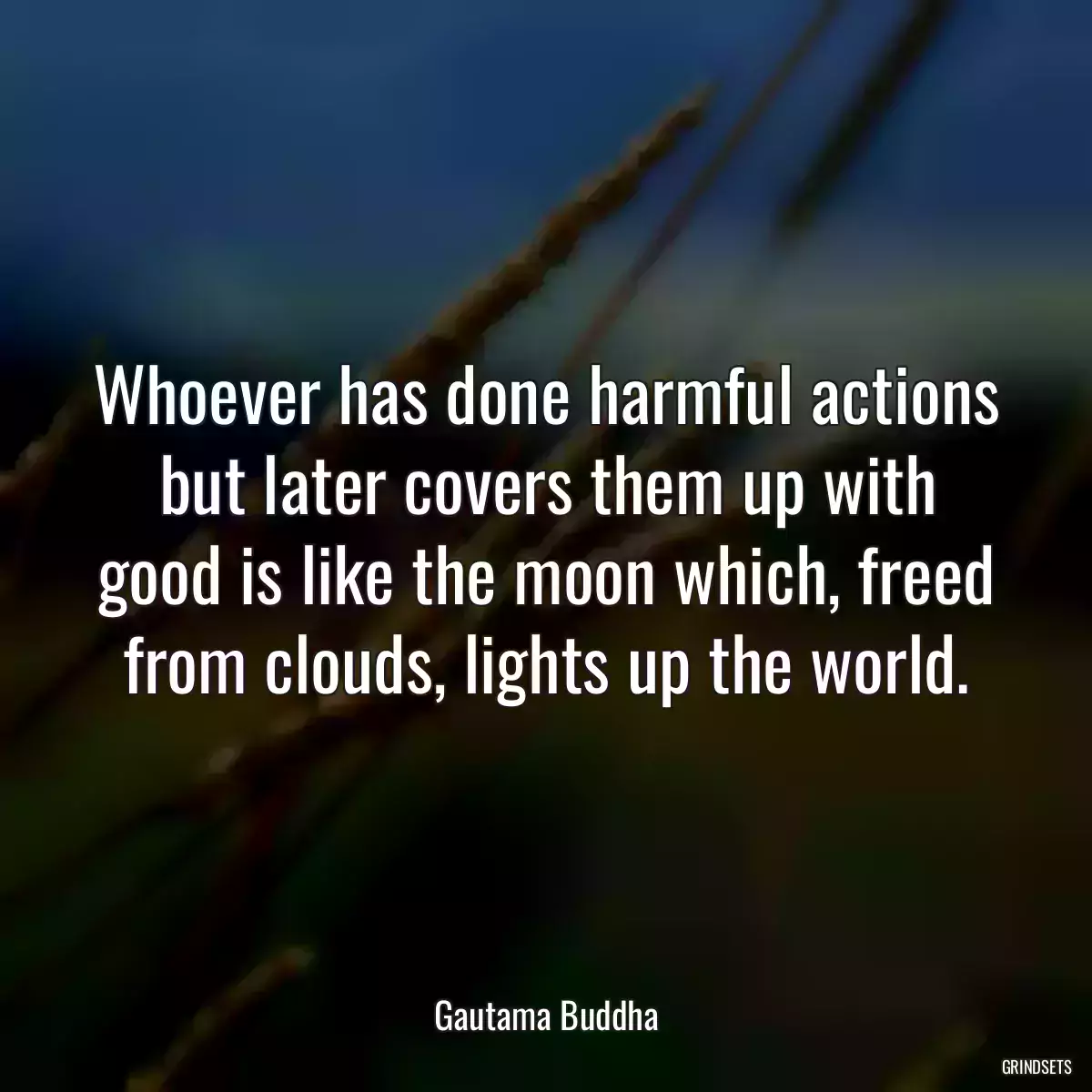 Whoever has done harmful actions but later covers them up with good is like the moon which, freed from clouds, lights up the world.