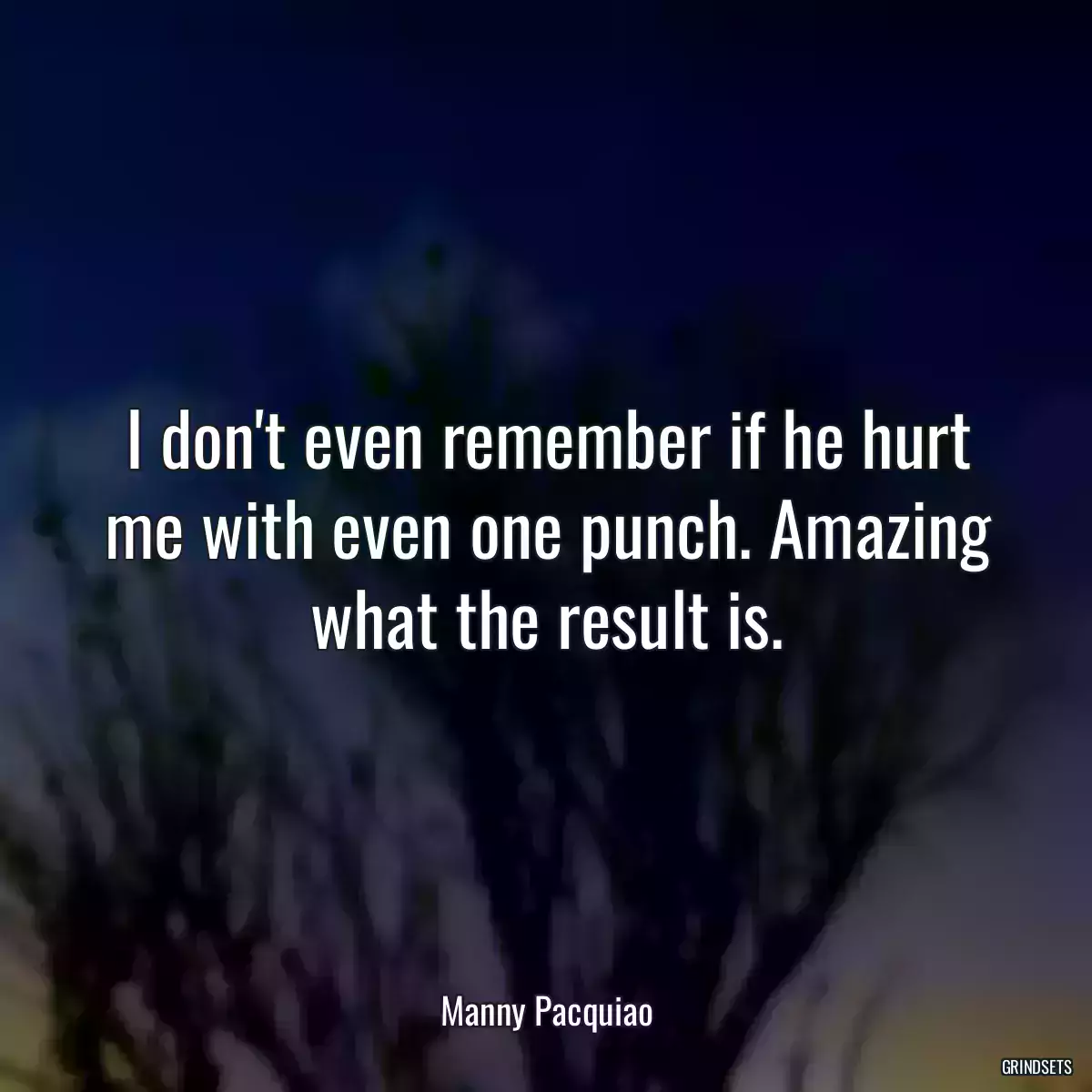 I don\'t even remember if he hurt me with even one punch. Amazing what the result is.