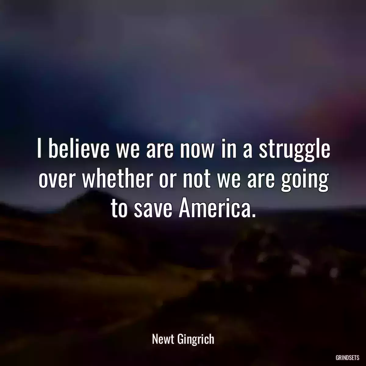 I believe we are now in a struggle over whether or not we are going to save America.