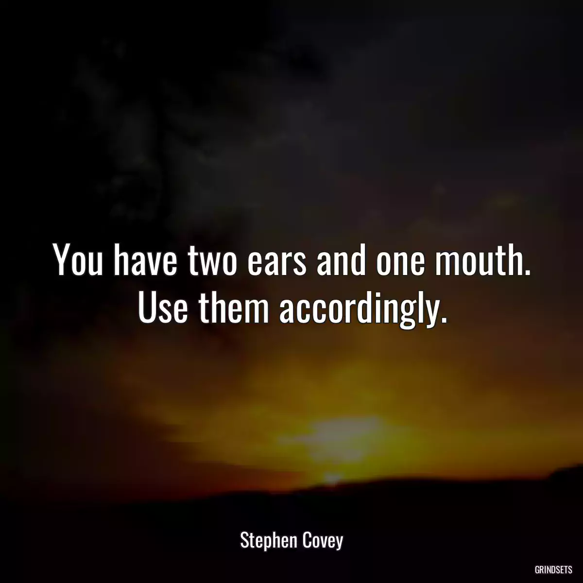 You have two ears and one mouth. Use them accordingly.