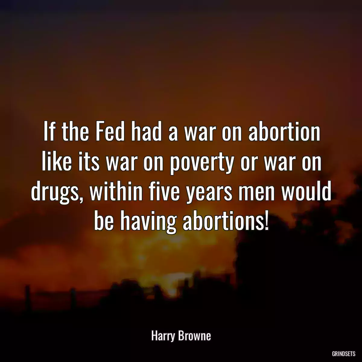 If the Fed had a war on abortion like its war on poverty or war on drugs, within five years men would be having abortions!