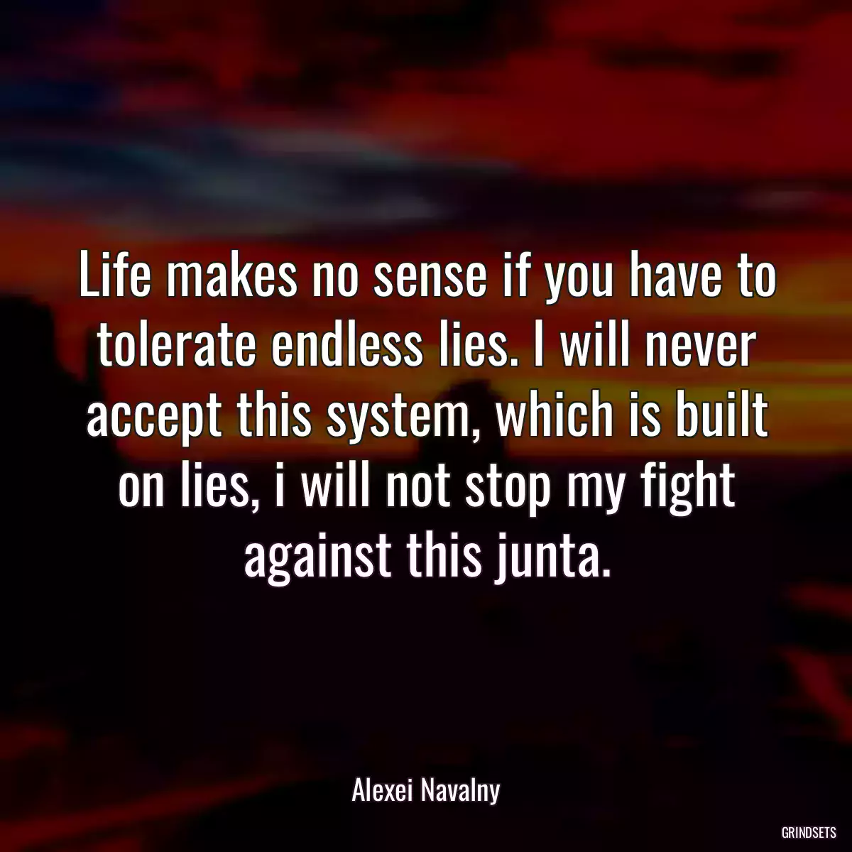 Life makes no sense if you have to tolerate endless lies. I will never accept this system, which is built on lies, i will not stop my fight against this junta.