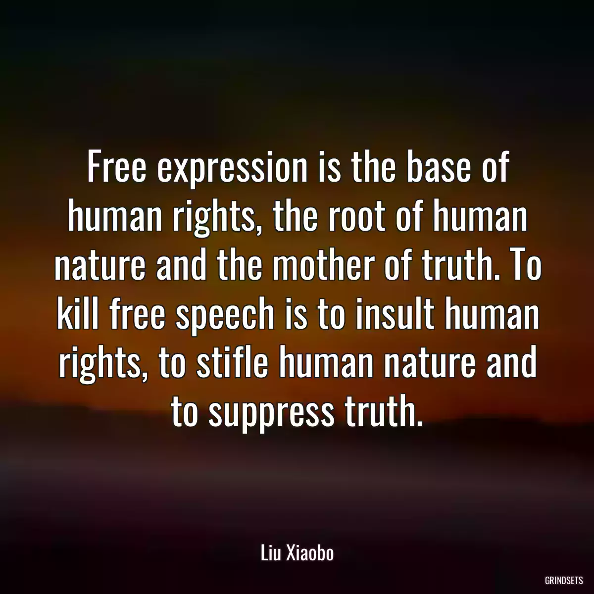 Free expression is the base of human rights, the root of human nature and the mother of truth. To kill free speech is to insult human rights, to stifle human nature and to suppress truth.