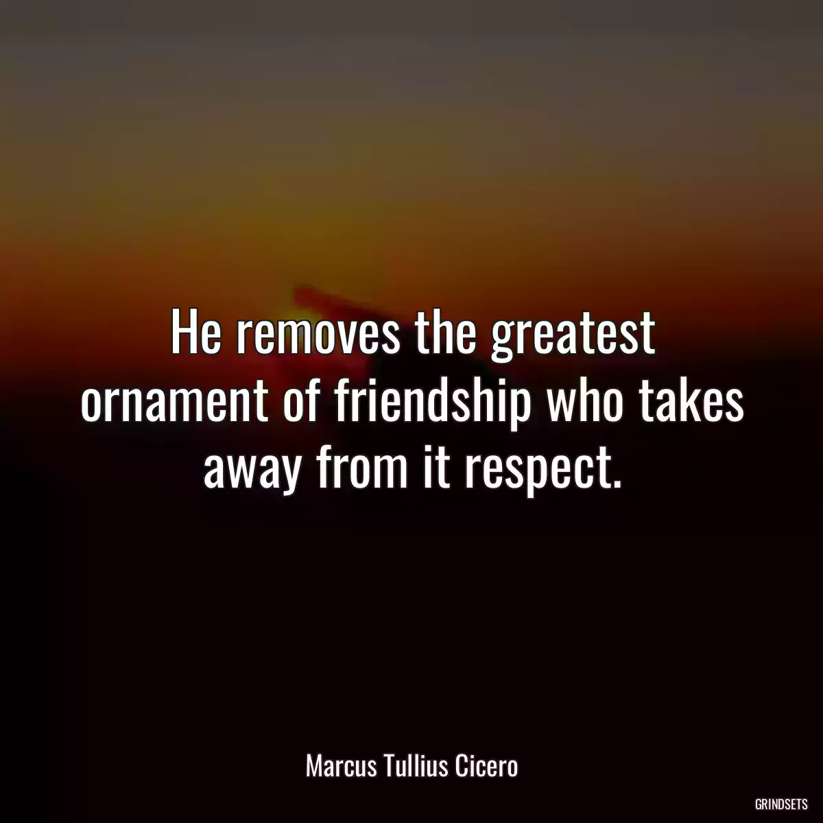 He removes the greatest ornament of friendship who takes away from it respect.