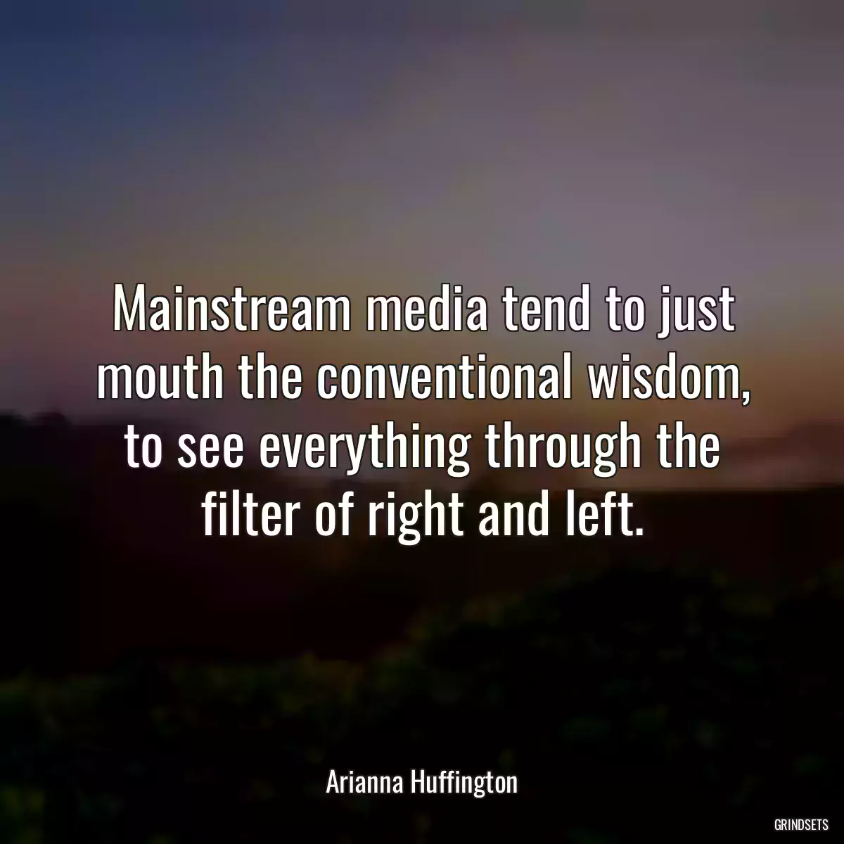 Mainstream media tend to just mouth the conventional wisdom, to see everything through the filter of right and left.