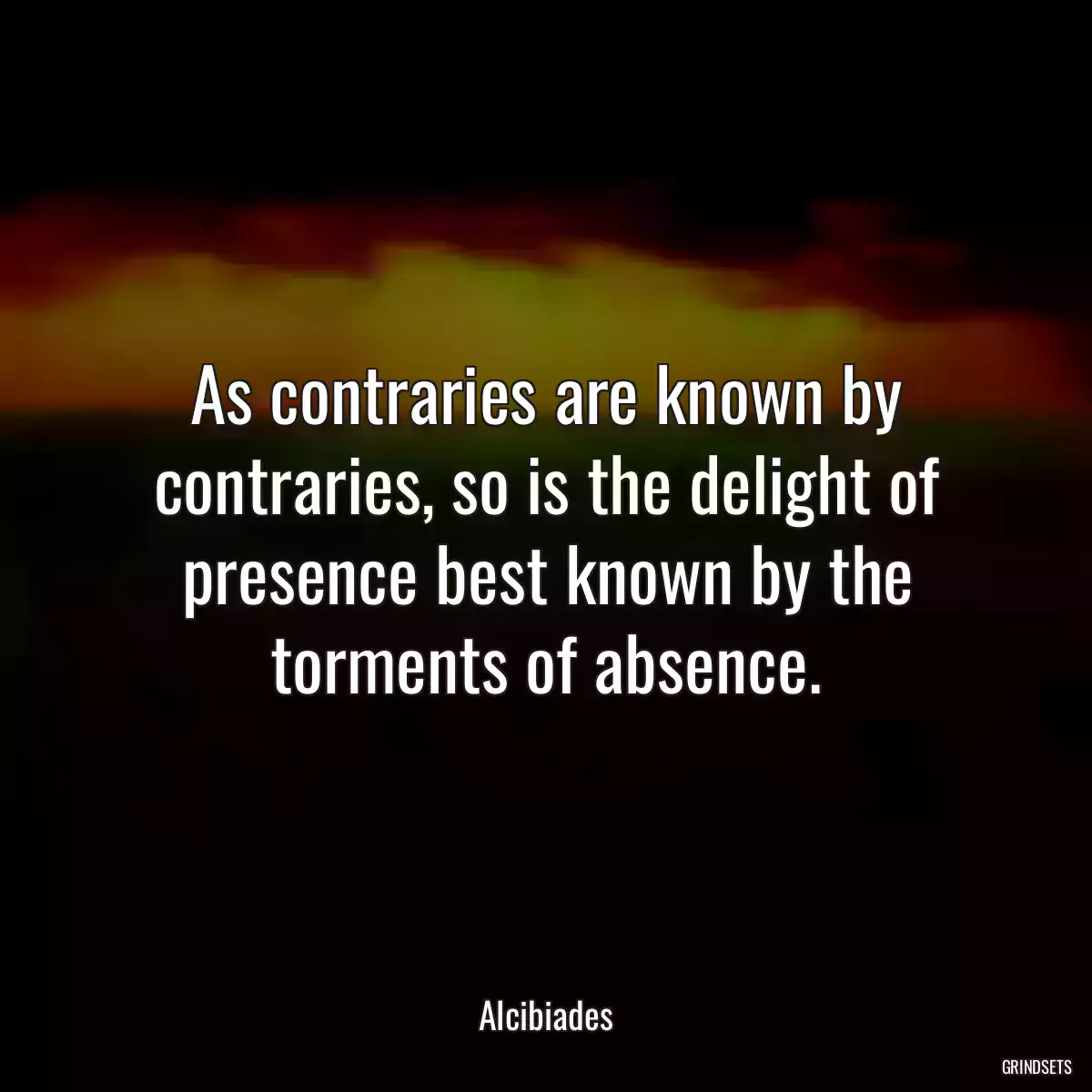 As contraries are known by contraries, so is the delight of presence best known by the torments of absence.