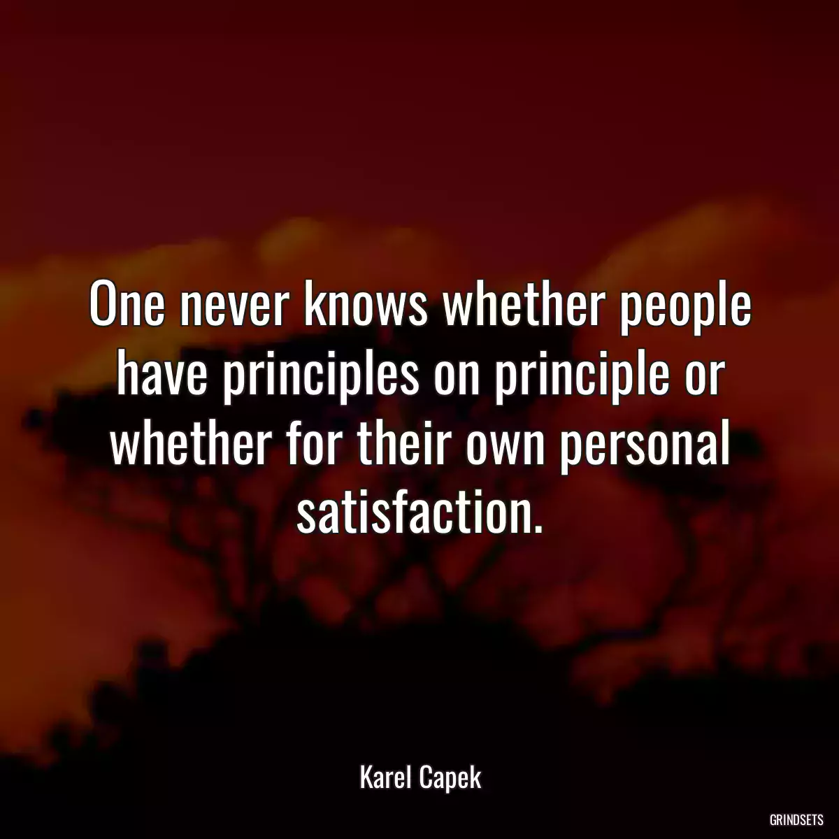 One never knows whether people have principles on principle or whether for their own personal satisfaction.