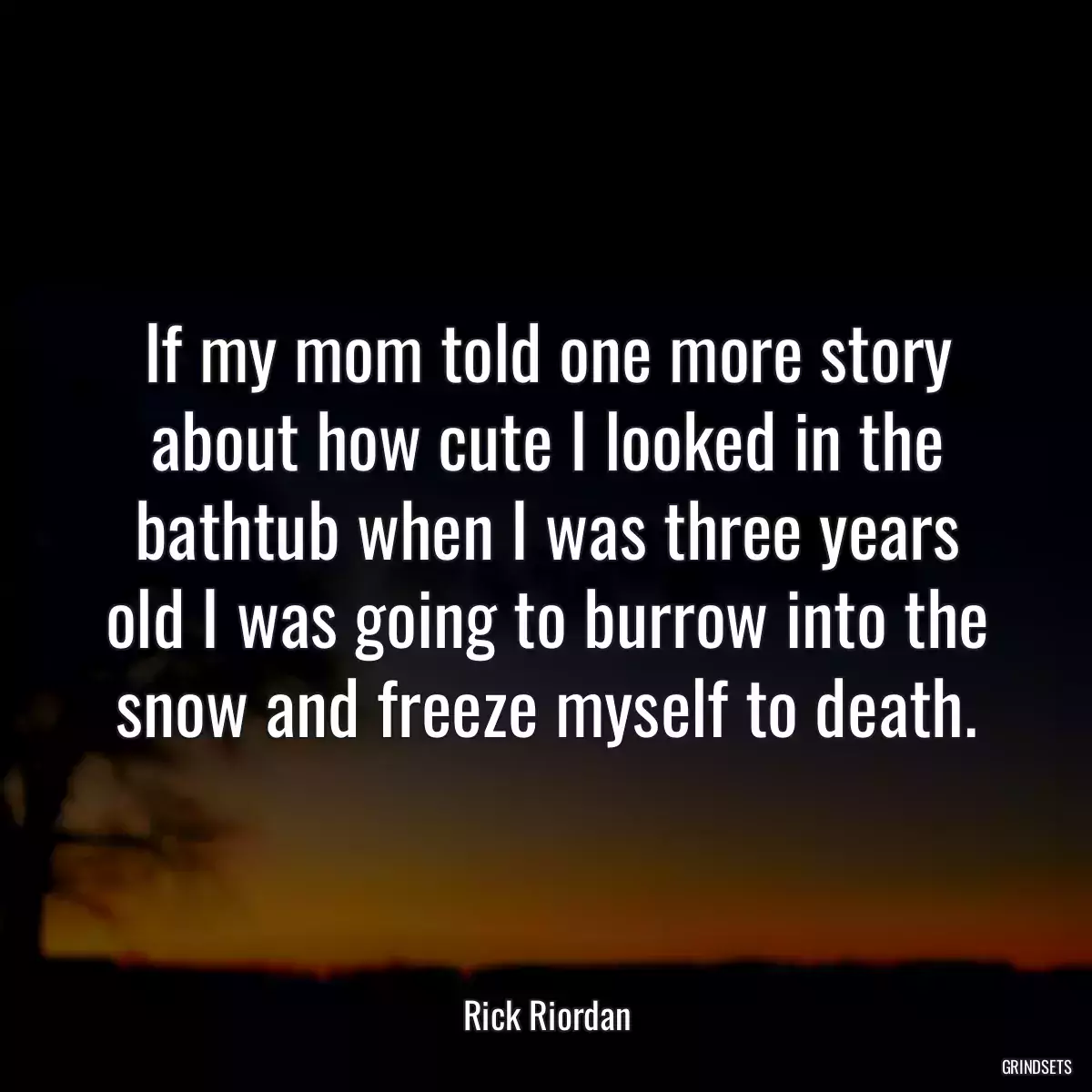 If my mom told one more story about how cute I looked in the bathtub when I was three years old I was going to burrow into the snow and freeze myself to death.