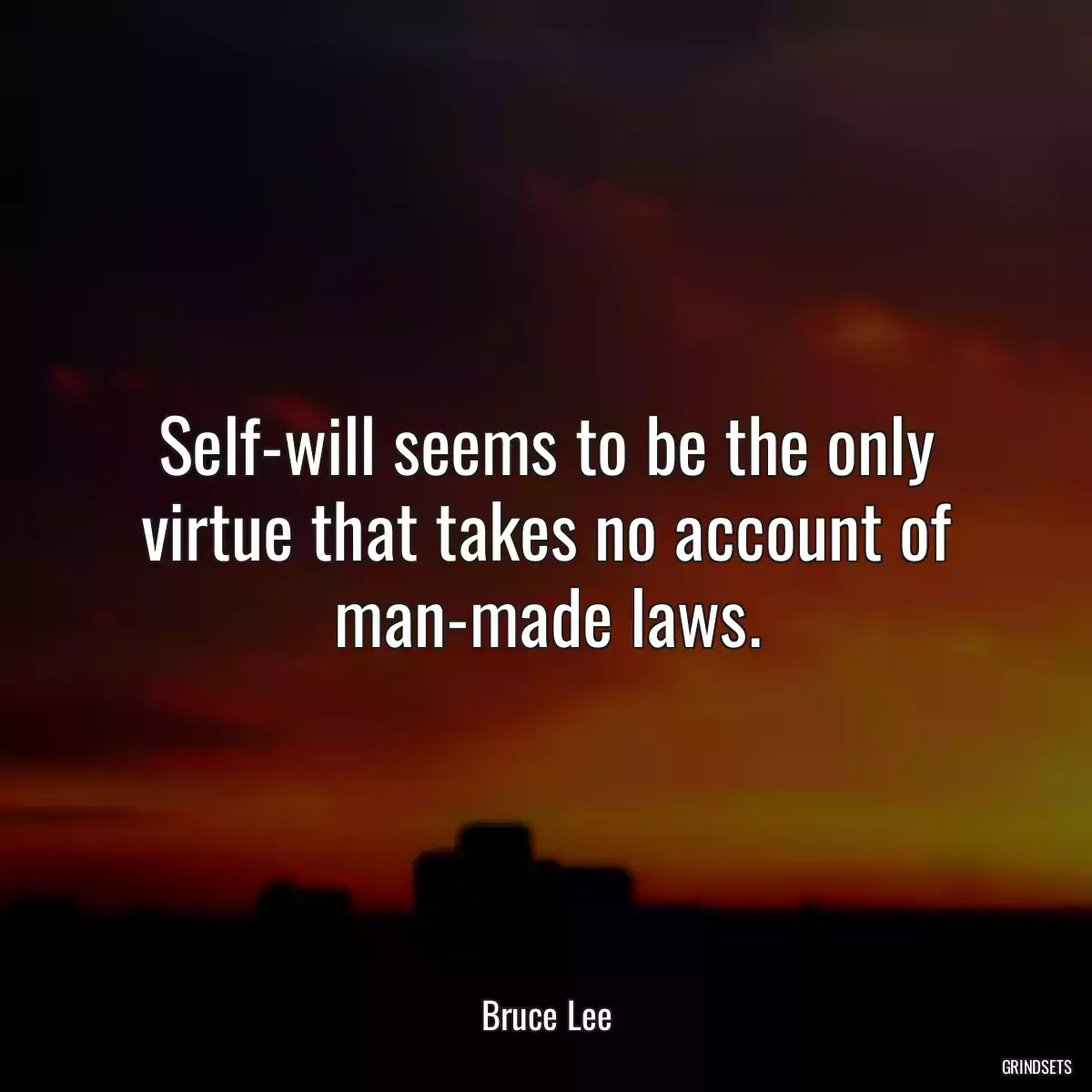 Self-will seems to be the only virtue that takes no account of man-made laws.