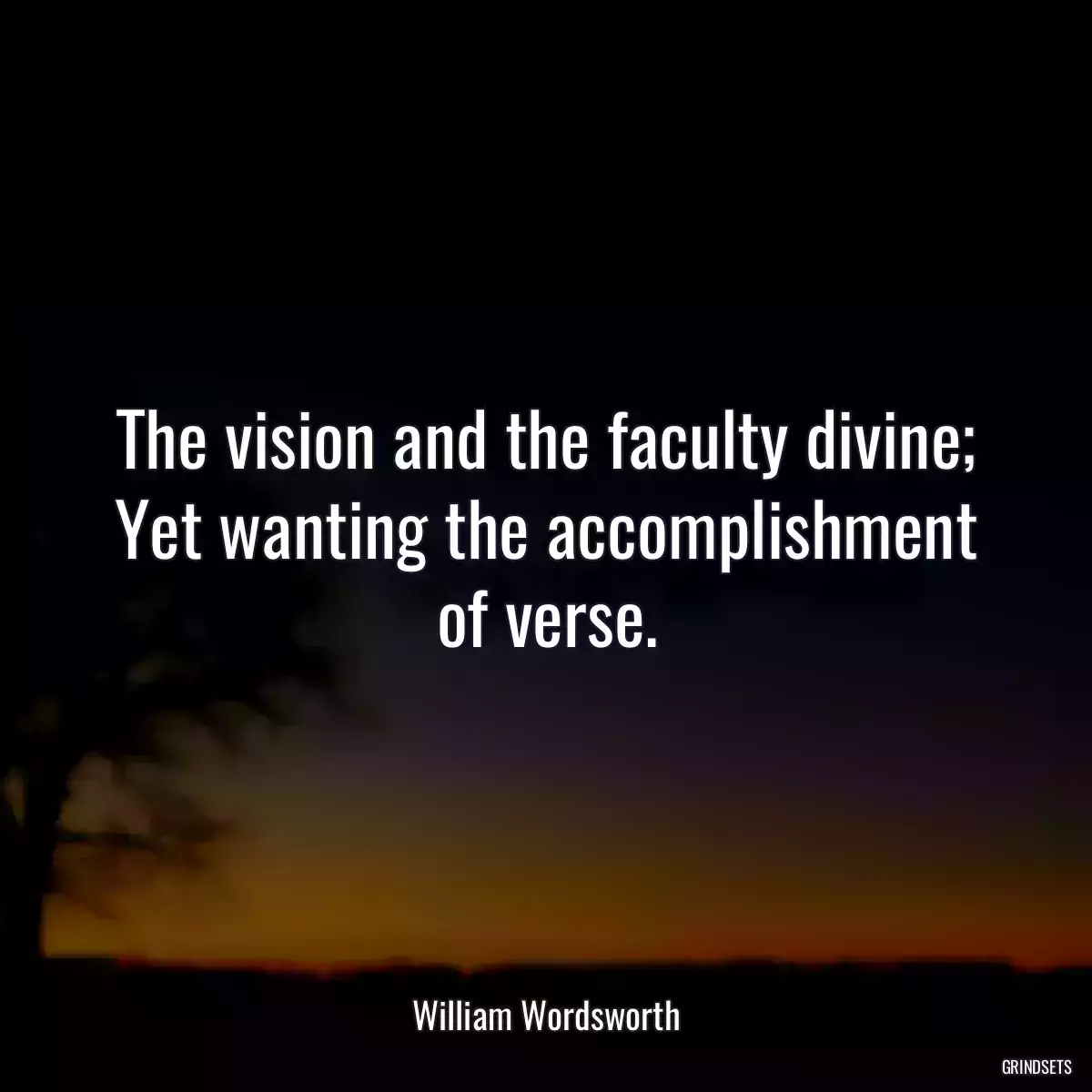 The vision and the faculty divine; Yet wanting the accomplishment of verse.