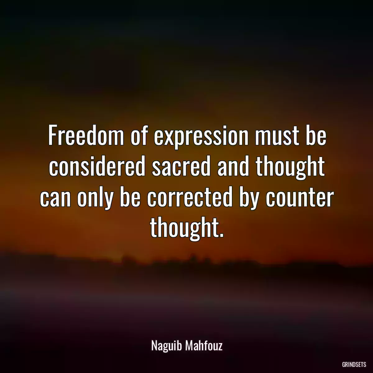 Freedom of expression must be considered sacred and thought can only be corrected by counter thought.