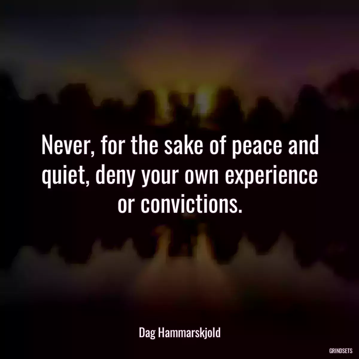 Never, for the sake of peace and quiet, deny your own experience or convictions.