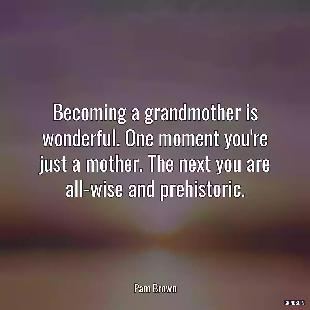 Becoming a grandmother is wonderful. One moment you\'re just a mother. The next you are all-wise and prehistoric.