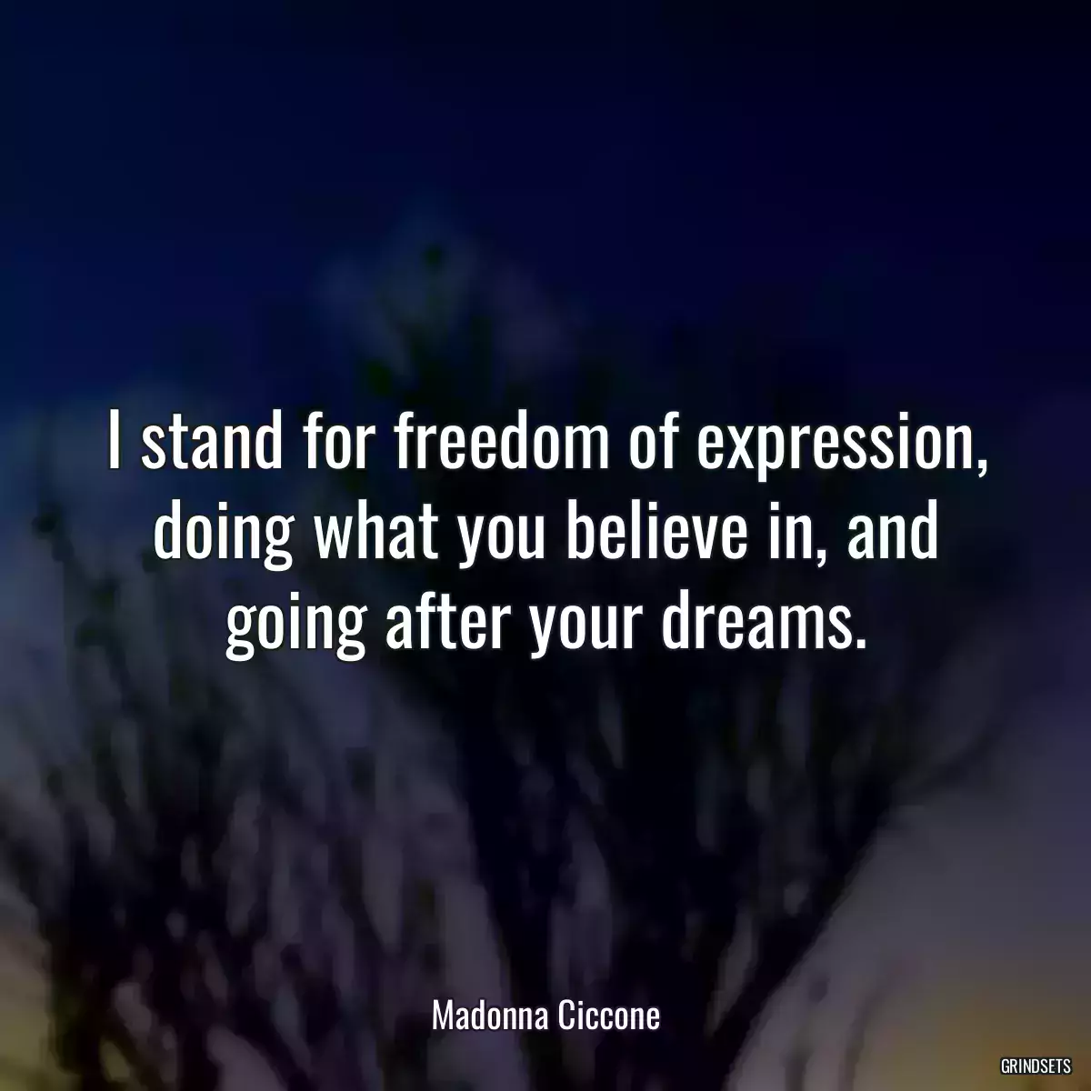 I stand for freedom of expression, doing what you believe in, and going after your dreams.