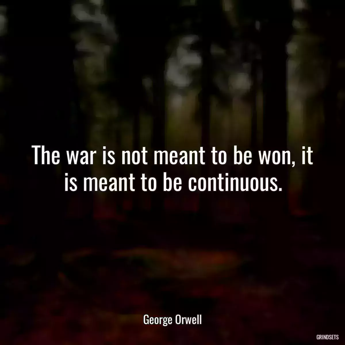 The war is not meant to be won, it is meant to be continuous.