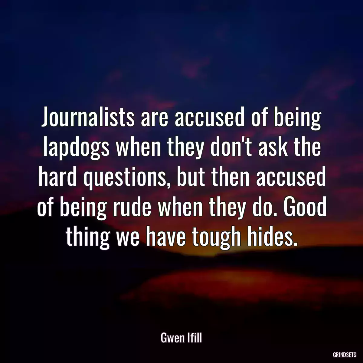 Journalists are accused of being lapdogs when they don\'t ask the hard questions, but then accused of being rude when they do. Good thing we have tough hides.