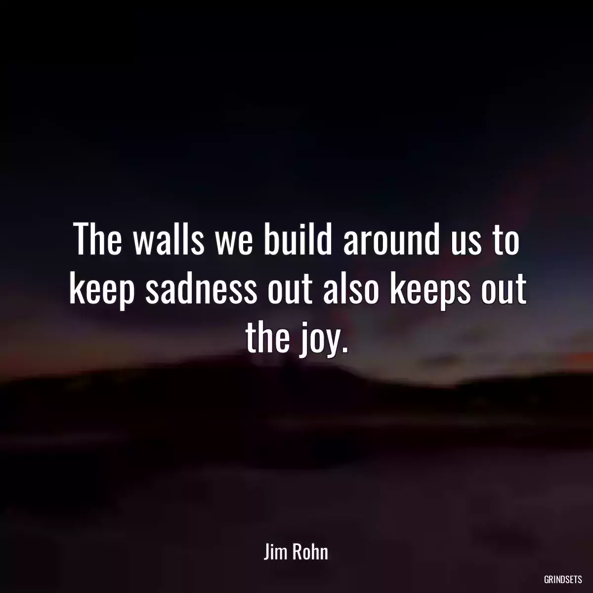 The walls we build around us to keep sadness out also keeps out the joy.