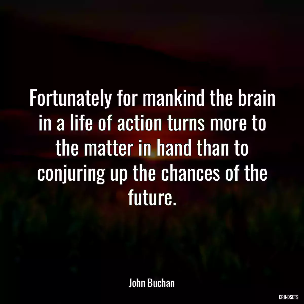 Fortunately for mankind the brain in a life of action turns more to the matter in hand than to conjuring up the chances of the future.