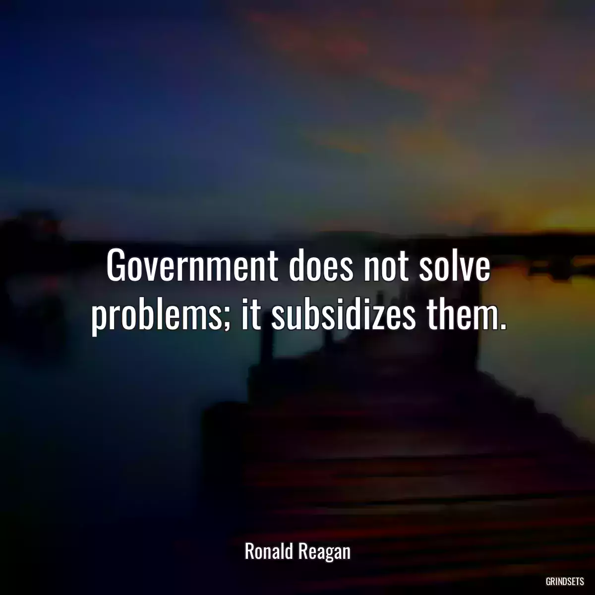 Government does not solve problems; it subsidizes them.