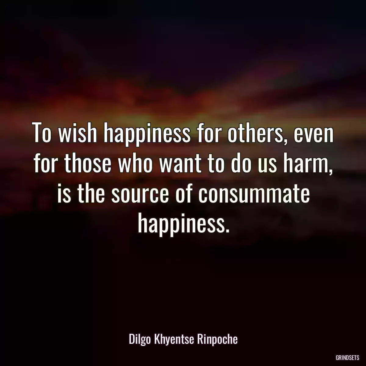 To wish happiness for others, even for those who want to do us harm, is the source of consummate happiness.