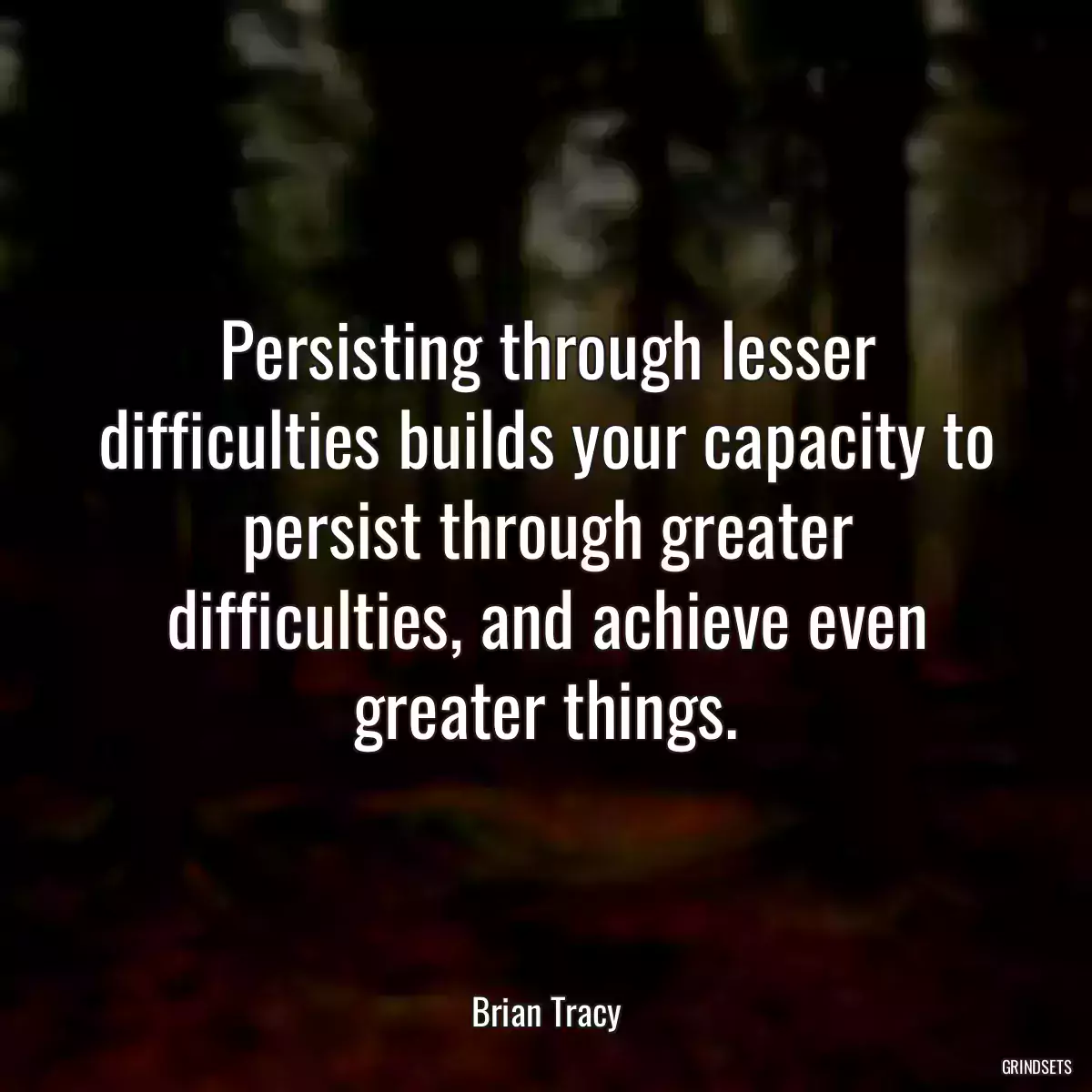 Persisting through lesser difficulties builds your capacity to persist through greater difficulties, and achieve even greater things.