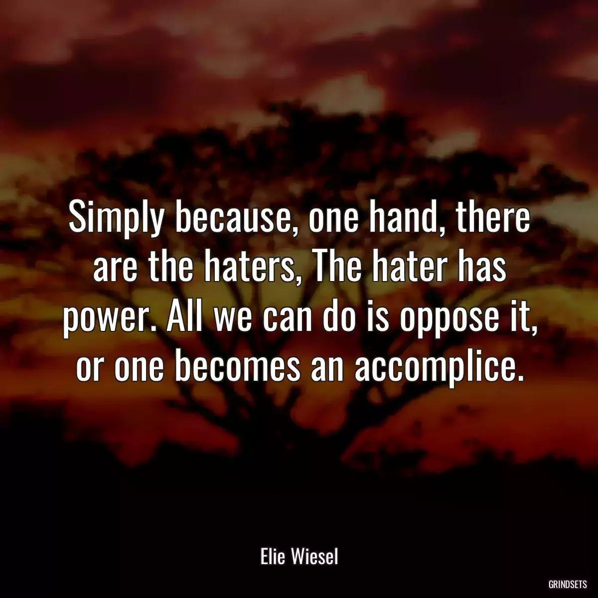 Simply because, one hand, there are the haters, The hater has power. All we can do is oppose it, or one becomes an accomplice.